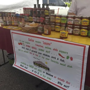 a table with jars of food