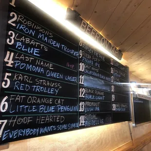 Beer menu