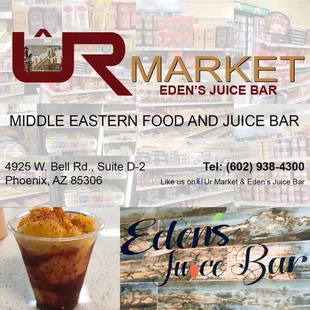 Eden&apos;s Juice Bar located inside Ûr Market Intl Grocer   Come get a healthy juice to start your day.