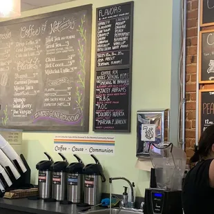 menus on the wall of a coffee shop