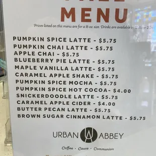 Fall menu