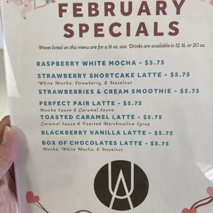 February 2025 drink specials