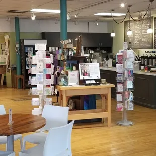 Inviting interior of the Urban Abbey with books, gifts, and delicious coffee.