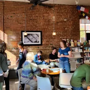 Sunny and warm space for coffee and conversation.