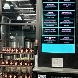 menus on a large screen