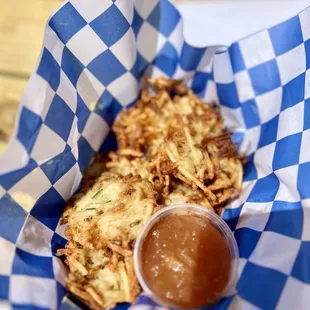Kartoffelpuffer (potato pancakes) with applesauce