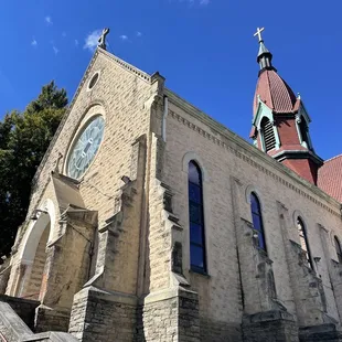 a church with a steeple and steeple