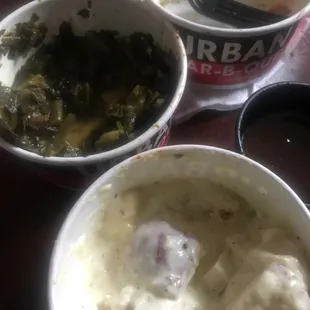 Sides... greens, potato salad and coleslaw