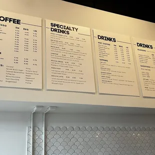 Drink menu