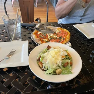 Cesar Salad and Margarita Pizza