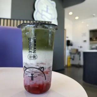 Strawberry Matcha Latte, one of my favorites that I come into for every week