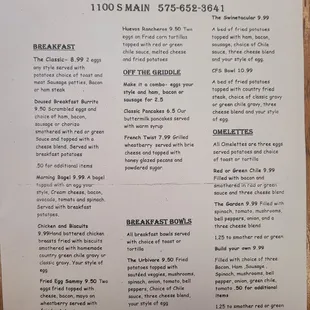 the menu