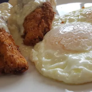 Chicken with biscuits and gravy