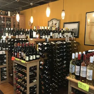 a wide selection of wine bottles