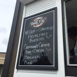 a menu on a window