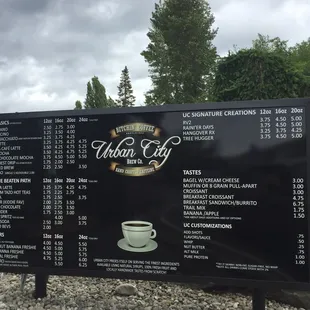 a menu for a coffee shop