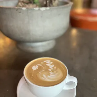 a cup of coffee on a saucer