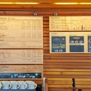 Coffee menu