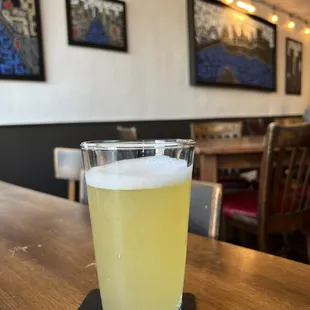 A radler drink- (hefeweizen+lemonade mixed)