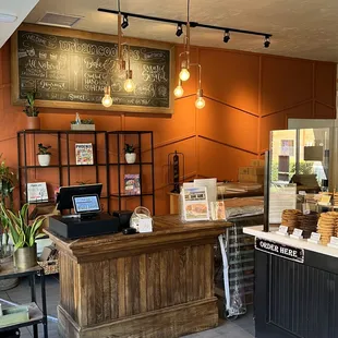 the interior of a bakery