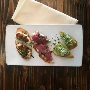 Trio of bruschetta.