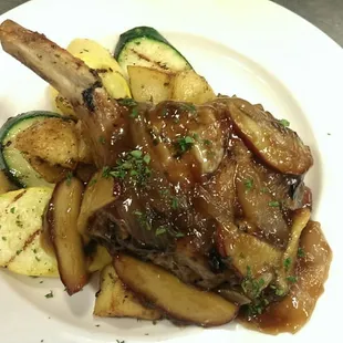 Stuffed Pork Chop with Apple Demi Glaze