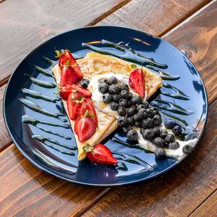 Crêpe Parfait with local berries, greek yogurt and local organic honey