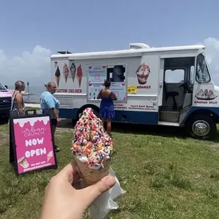 Rainbow sprinkle vanilla soft serve from their ice cream truck at the St. Pete Ice Cream Festival
