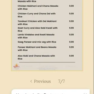 menu