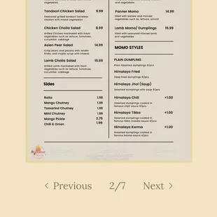 menu