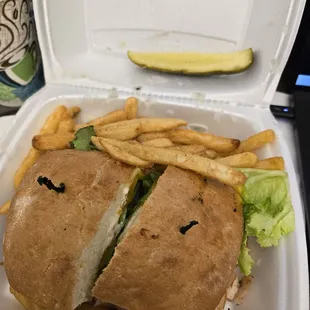 Food with melted Styrofoam.