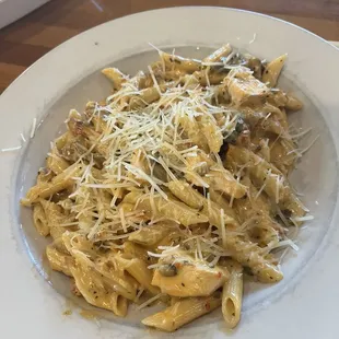 Sundried tomato penne with chicken added