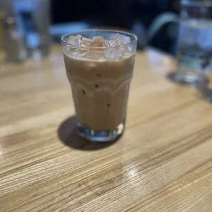 a glass of iced coffee