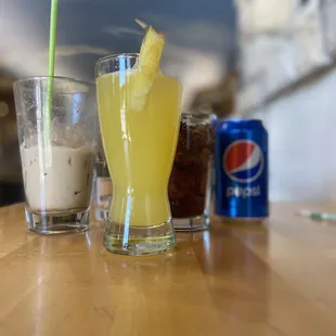 two beverages on a table