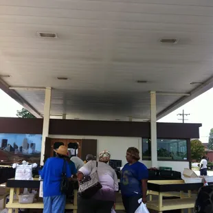 a group of people shopping