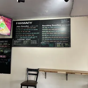 menus on the wall of a restaurant
