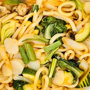 Udon Noodles with scallops.