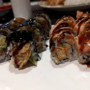 Sushi, spider roll and pacific roll
