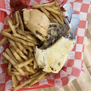 Cheesesteak and fries