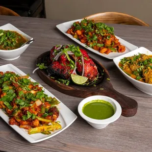 a variety of dishes