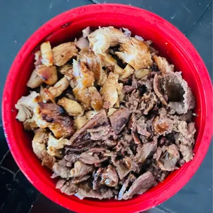 Chicken &amp; Beef Bowl (beef was good)!