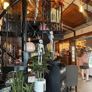 a spiral staircase in a restaurant