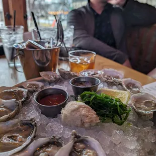 Raw oysters on the half shell