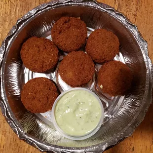 Falafel with green sauce...pretty good!