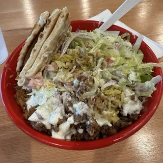 Combo Bowl (Gyro & Chicken ) with Pita