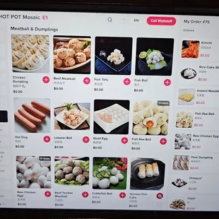 Menu as of January 2024