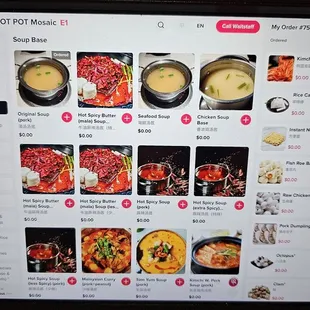 Menu as of January 2024