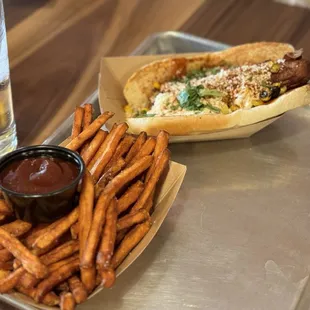 Sweet potato fries and a fabulous dog!