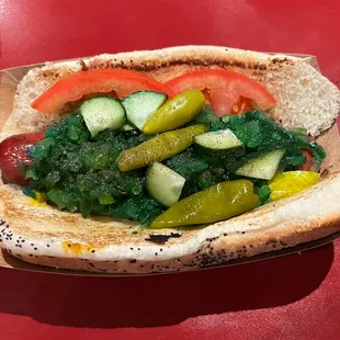 Chicago style but I leave off the onions. This hot dog is amazing and reminds me of Home  Chicago