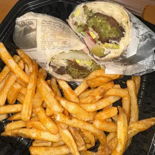Falafel Wrap with French fries